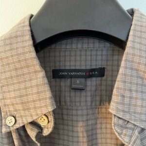 John Varvatos Brown Plaid Casual Button Down Shirt